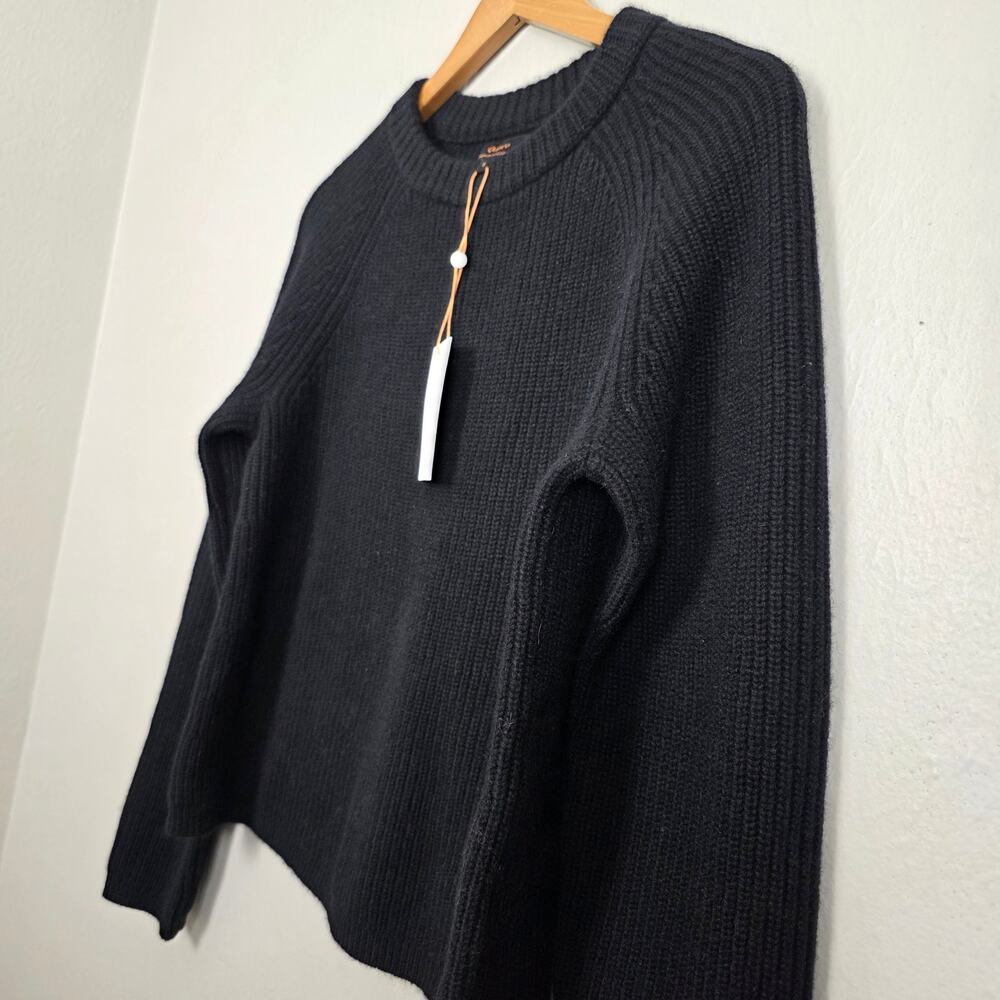 Quince 100% Mongolian Cashmere Black Fisherman Ribbed Crewneck Sweater NWT S - Picture 6 of 11